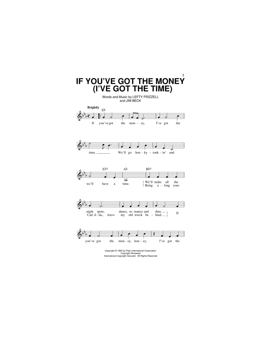 If You've Got The Money (I've Got The Time) Piano scores gallery preview page 1