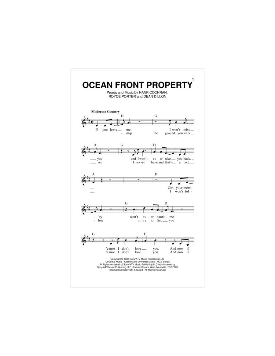 Ocean Front Property Piano scores gallery preview page 1