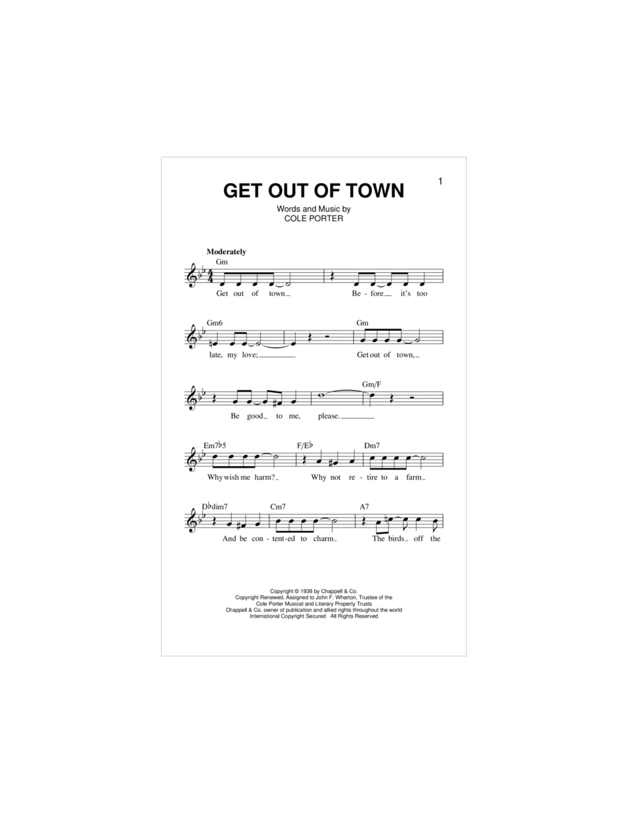 Get Out Of Town Piano scores gallery preview page 1