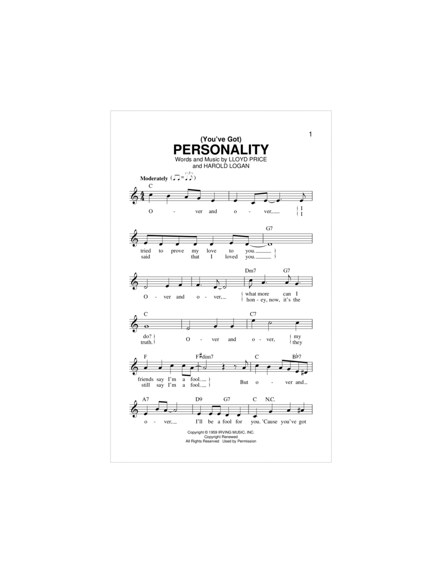 (You've Got) Personality Piano scores gallery preview page 1