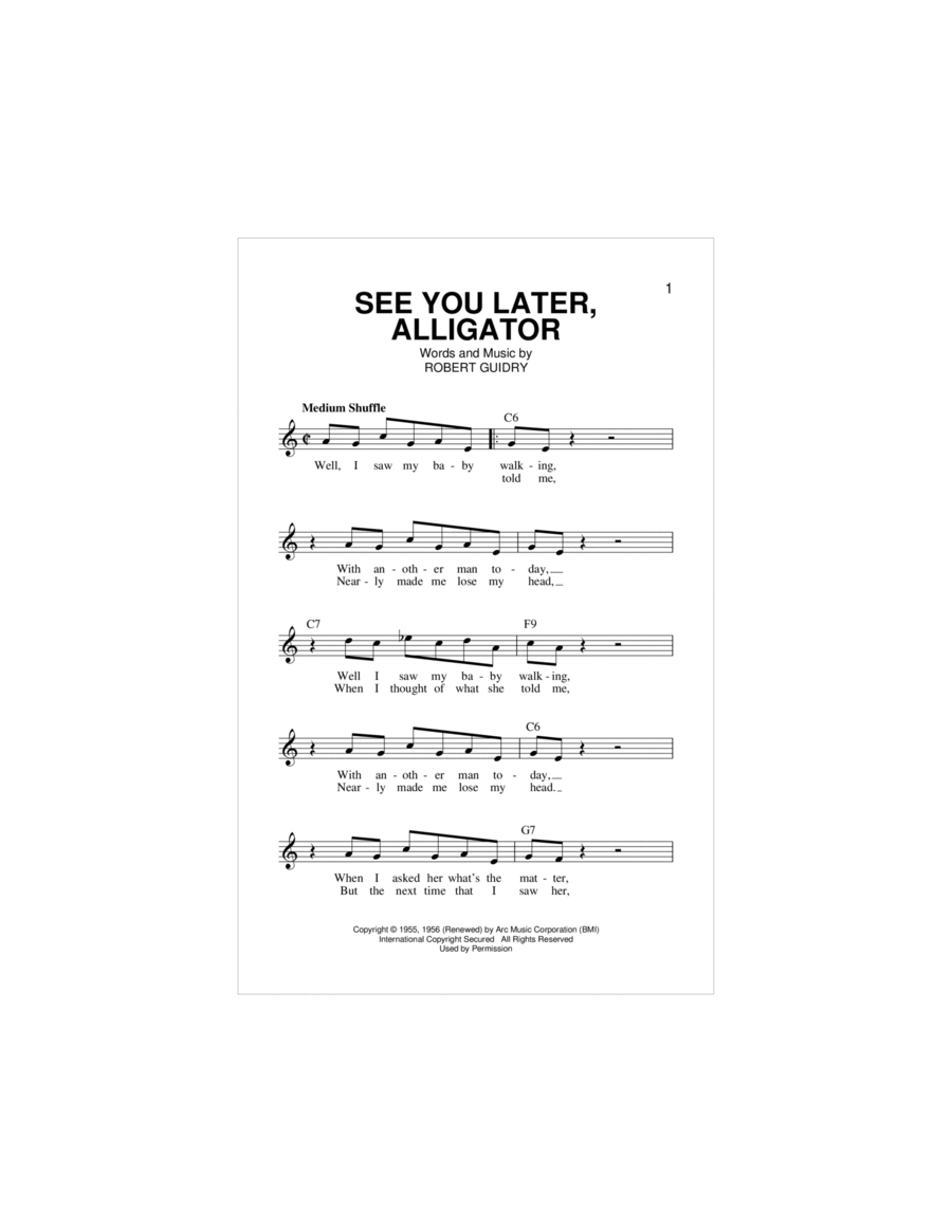 See You Later, Alligator Piano scores gallery preview page 1