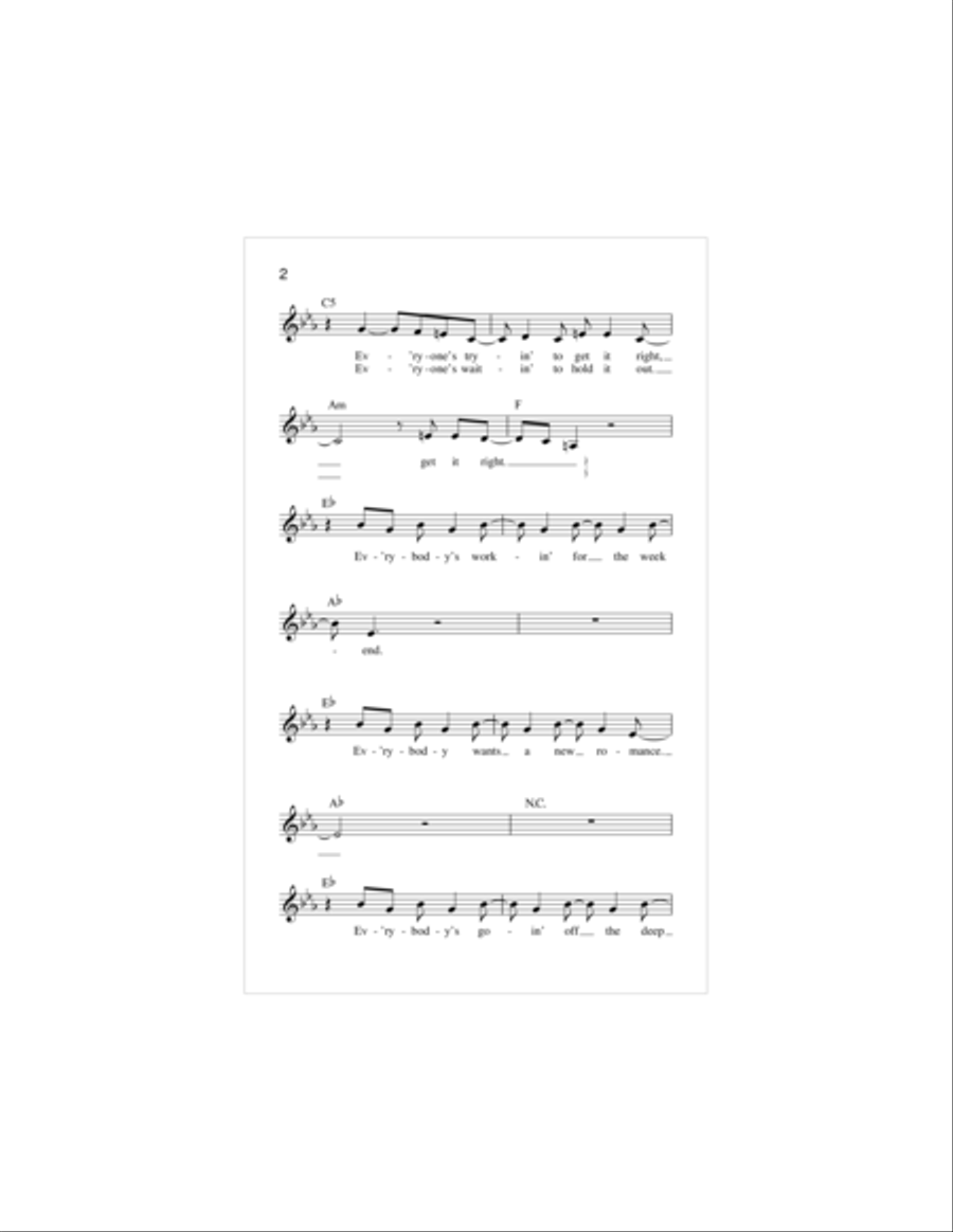 Working For The Weekend Piano scores gallery preview page 2