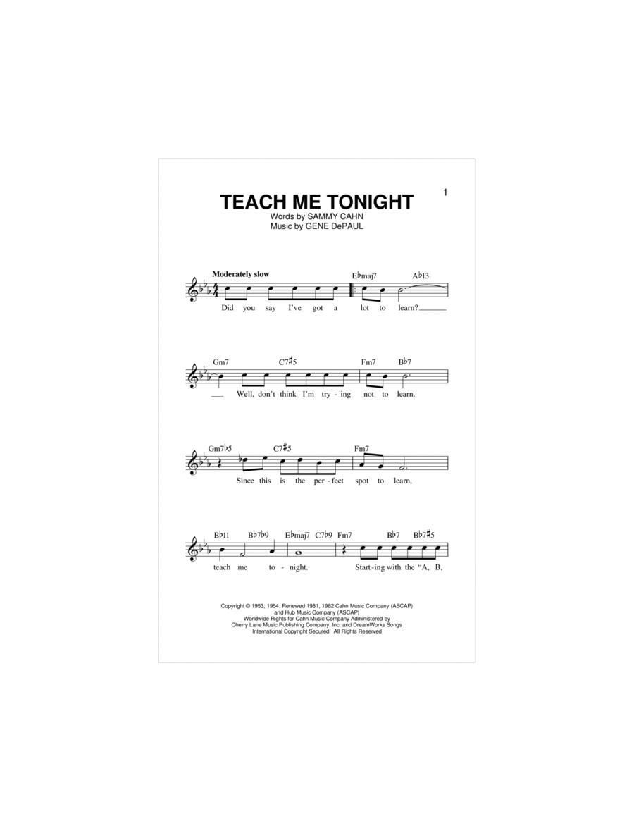 Teach Me Tonight Piano scores gallery preview page 1