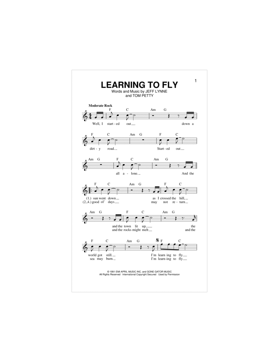 Learning To Fly Piano scores gallery preview page 1