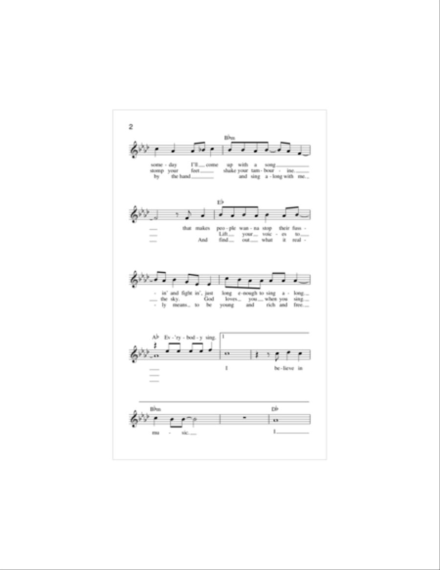 I Believe In Music Piano scores gallery preview page 2