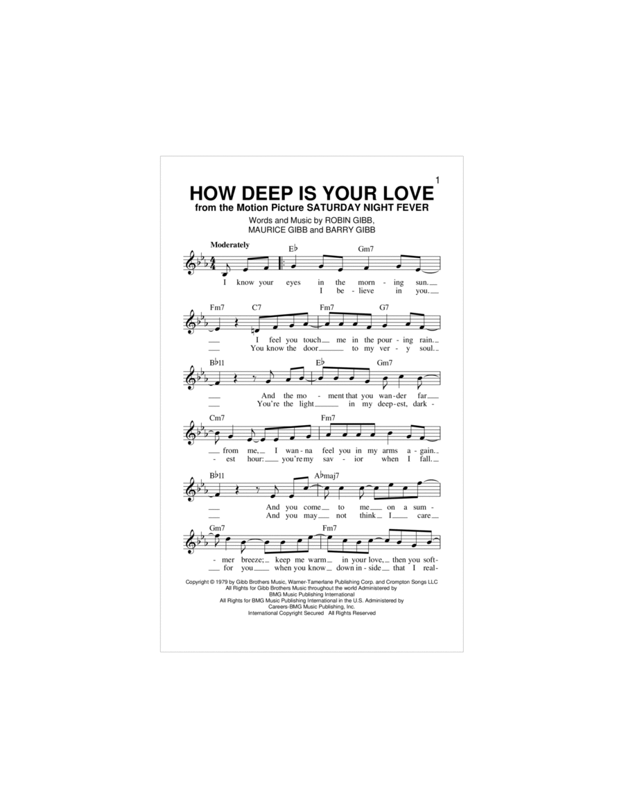 How Deep Is Your Love Piano scores gallery preview page 1