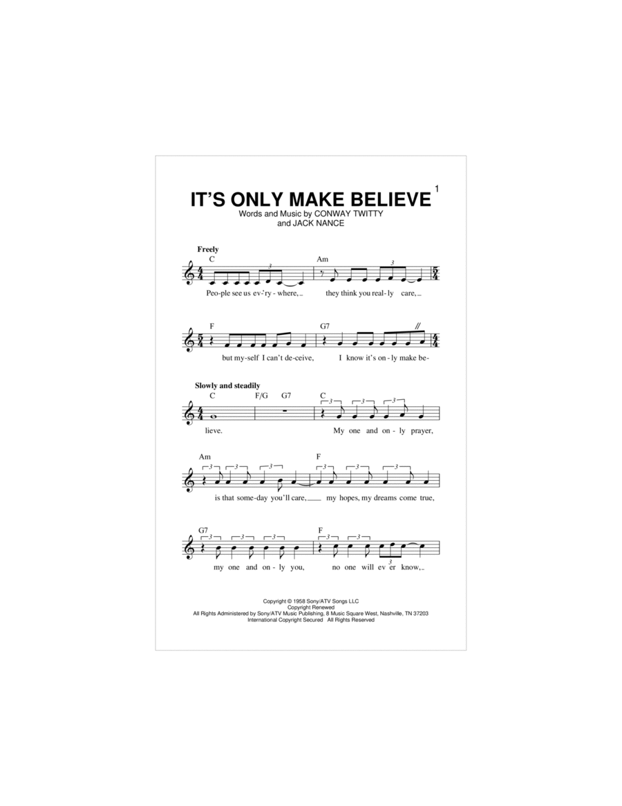 It's Only Make Believe Piano scores gallery preview page 1