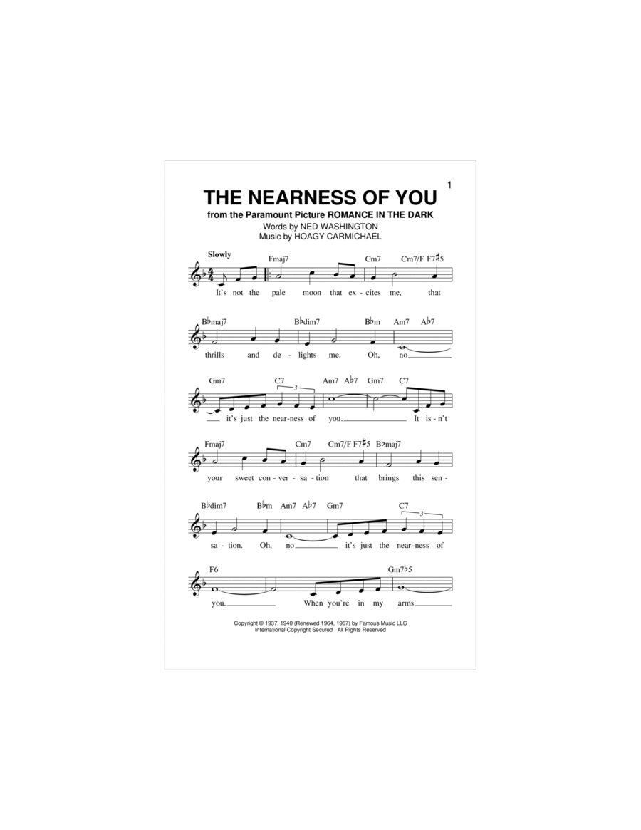 The Nearness Of You Piano scores gallery preview page 1