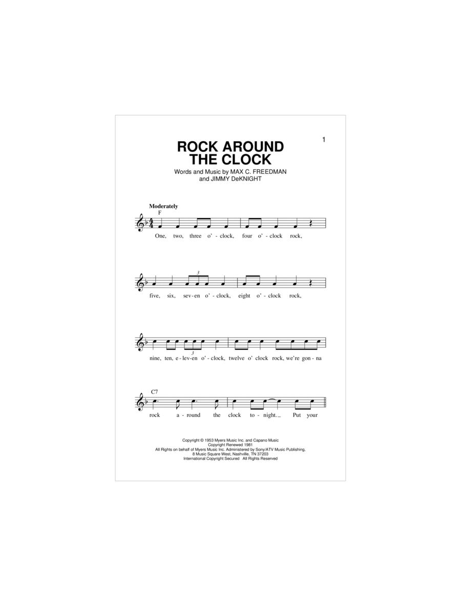 Rock Around The Clock Piano scores gallery preview page 1