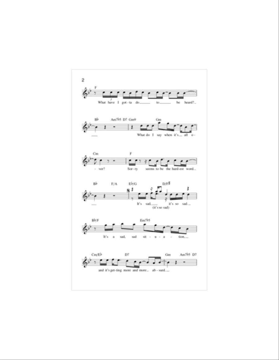 Sorry Seems To Be The Hardest Word Piano scores gallery preview page 2