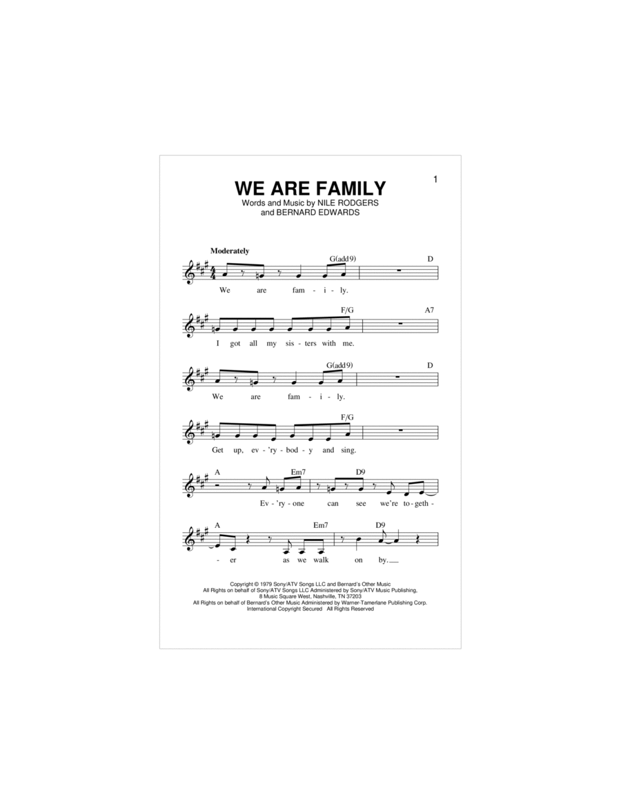 We Are Family Piano scores gallery preview page 1