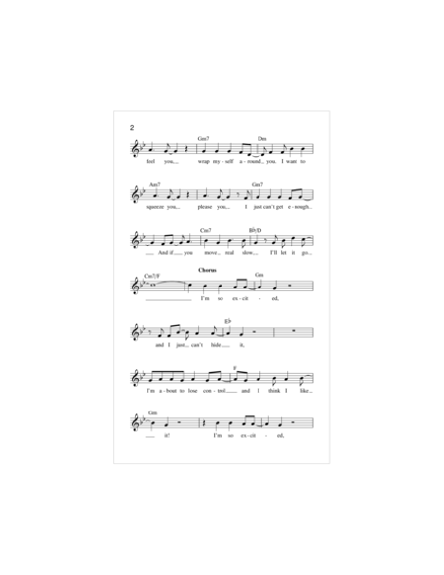 I'm So Excited Piano scores gallery preview page 2