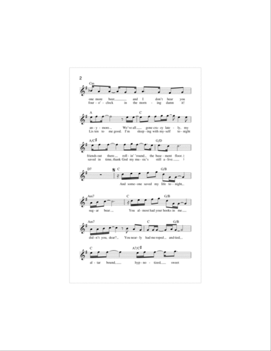 Someone Saved My Life Tonight Piano scores gallery preview page 2
