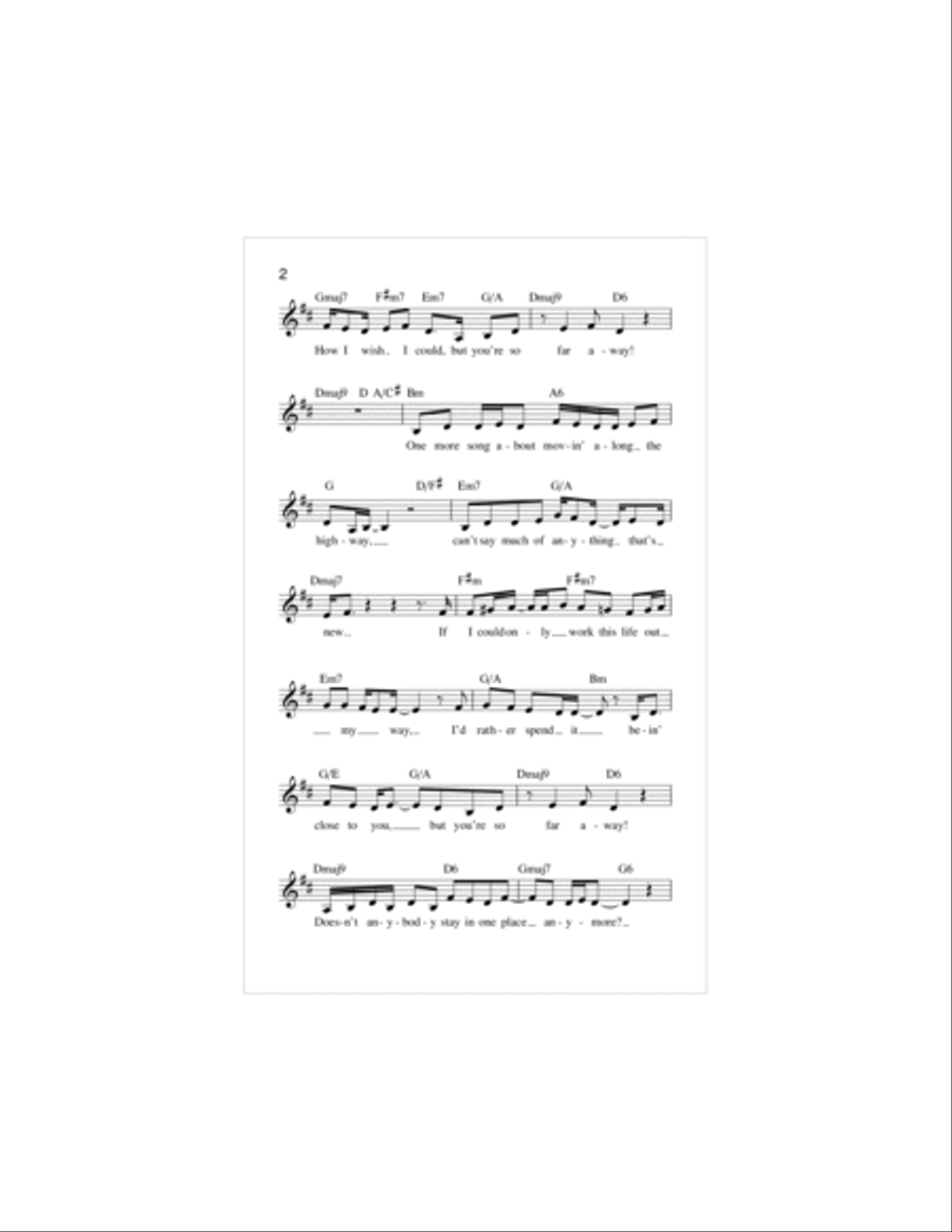 So Far Away Piano scores gallery preview page 2