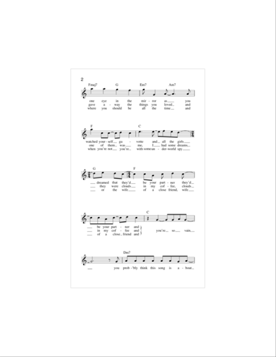 You're So Vain Piano scores gallery preview page 2