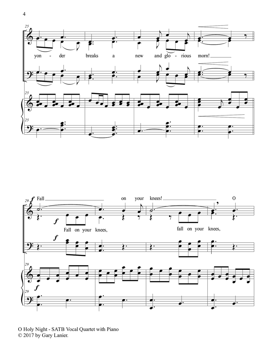 O HOLY NIGHT (SATB Vocal Quartet with Piano - Score & Quartet Part included) O HOLY NIGHT (SATB Vocal Quartet with Piano - Score & Quartet Part included) 4-Part scores gallery preview page 5