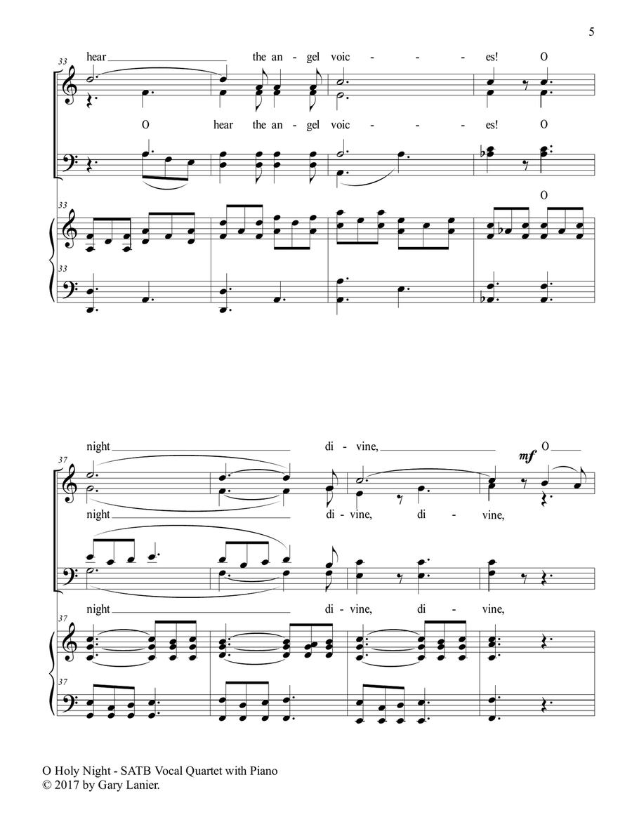 O HOLY NIGHT (SATB Vocal Quartet with Piano - Score & Quartet Part included) O HOLY NIGHT (SATB Vocal Quartet with Piano - Score & Quartet Part included) 4-Part scores gallery preview page 6
