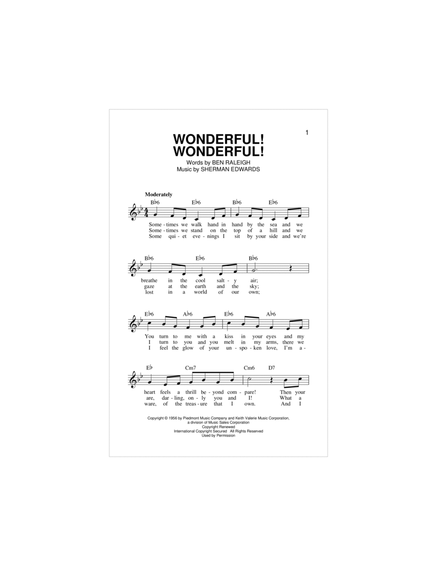 Wonderful! Wonderful! Piano scores gallery preview page 1