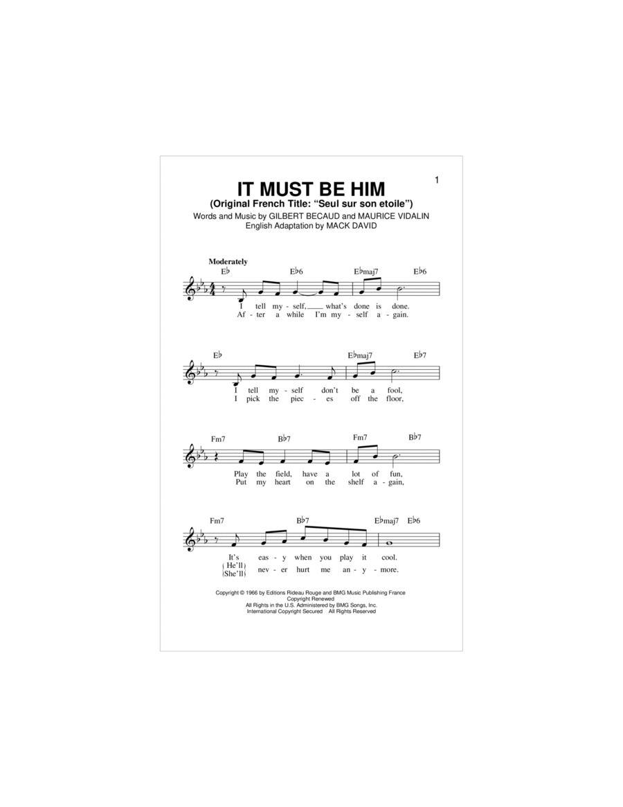 It Must Be Him Piano scores gallery preview page 1