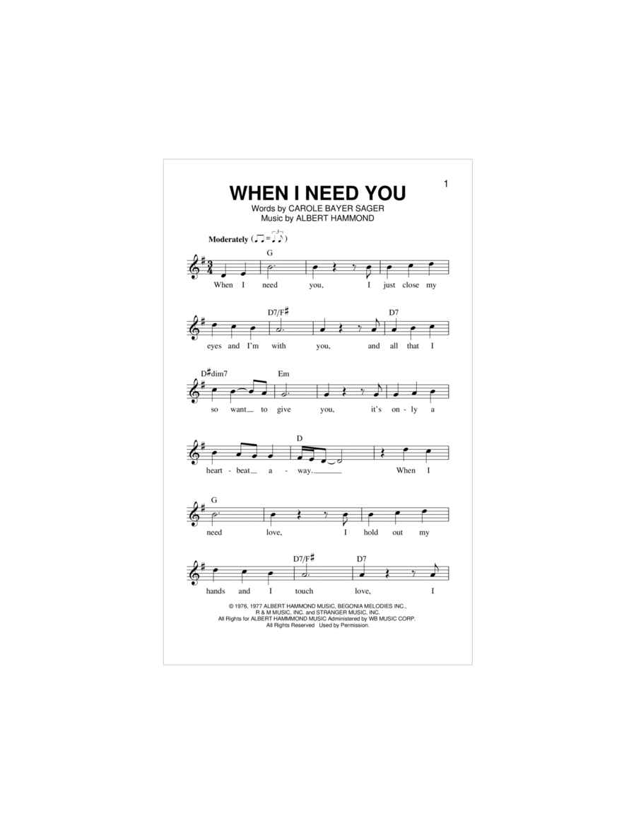 When I Need You Piano scores gallery preview page 1