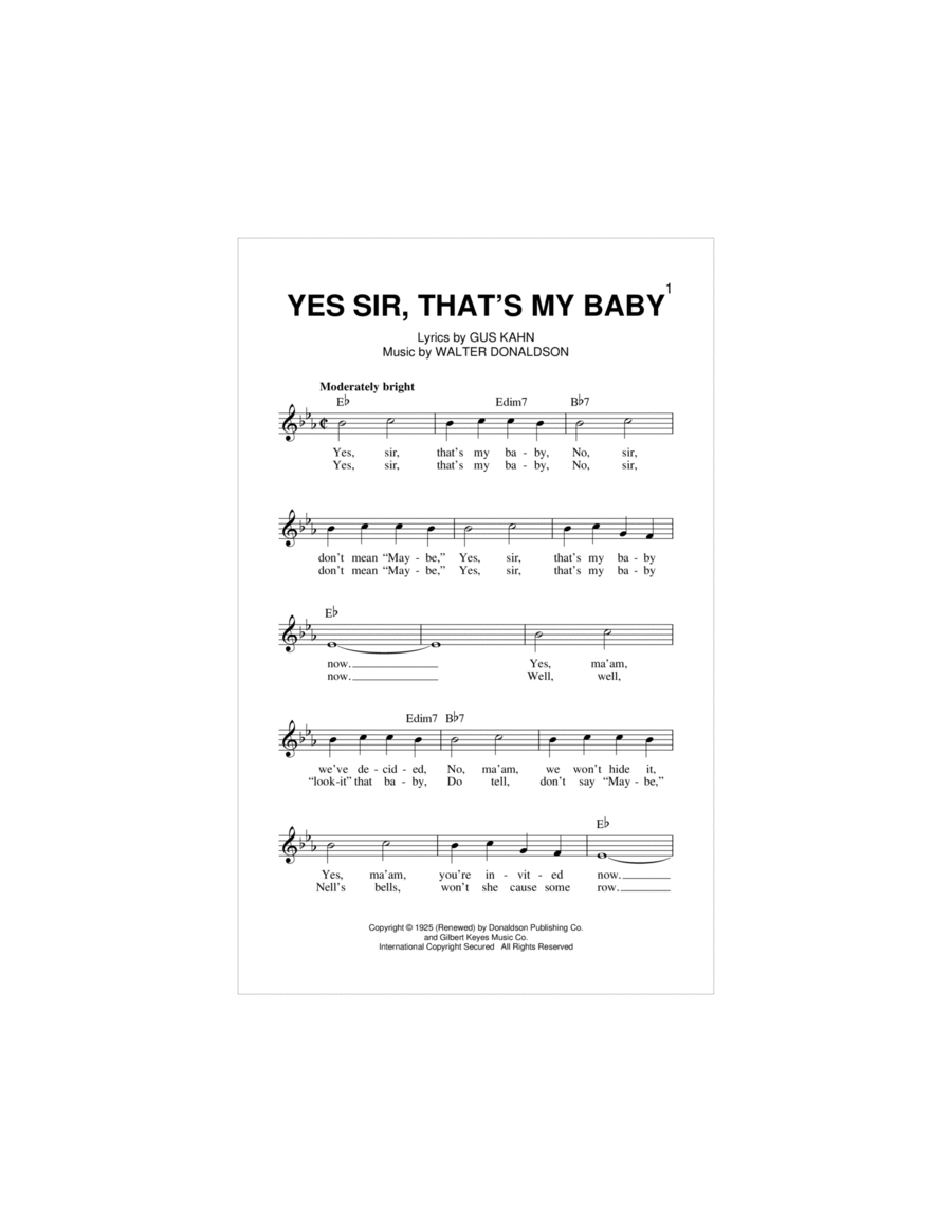 Yes Sir, That's My Baby Piano scores gallery preview page 1