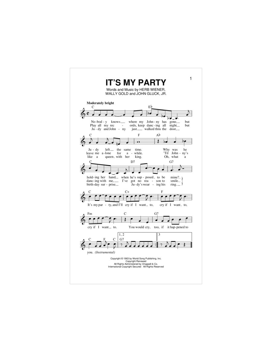 It's My Party Piano scores gallery preview page 1