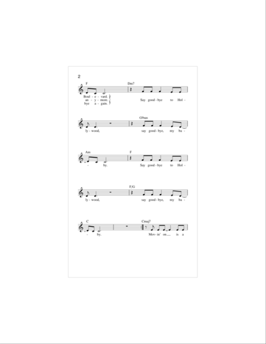 Say Goodbye To Hollywood Piano scores gallery preview page 2