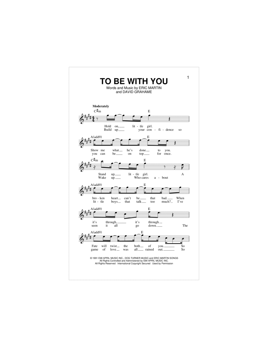 To Be With You Piano scores gallery preview page 1