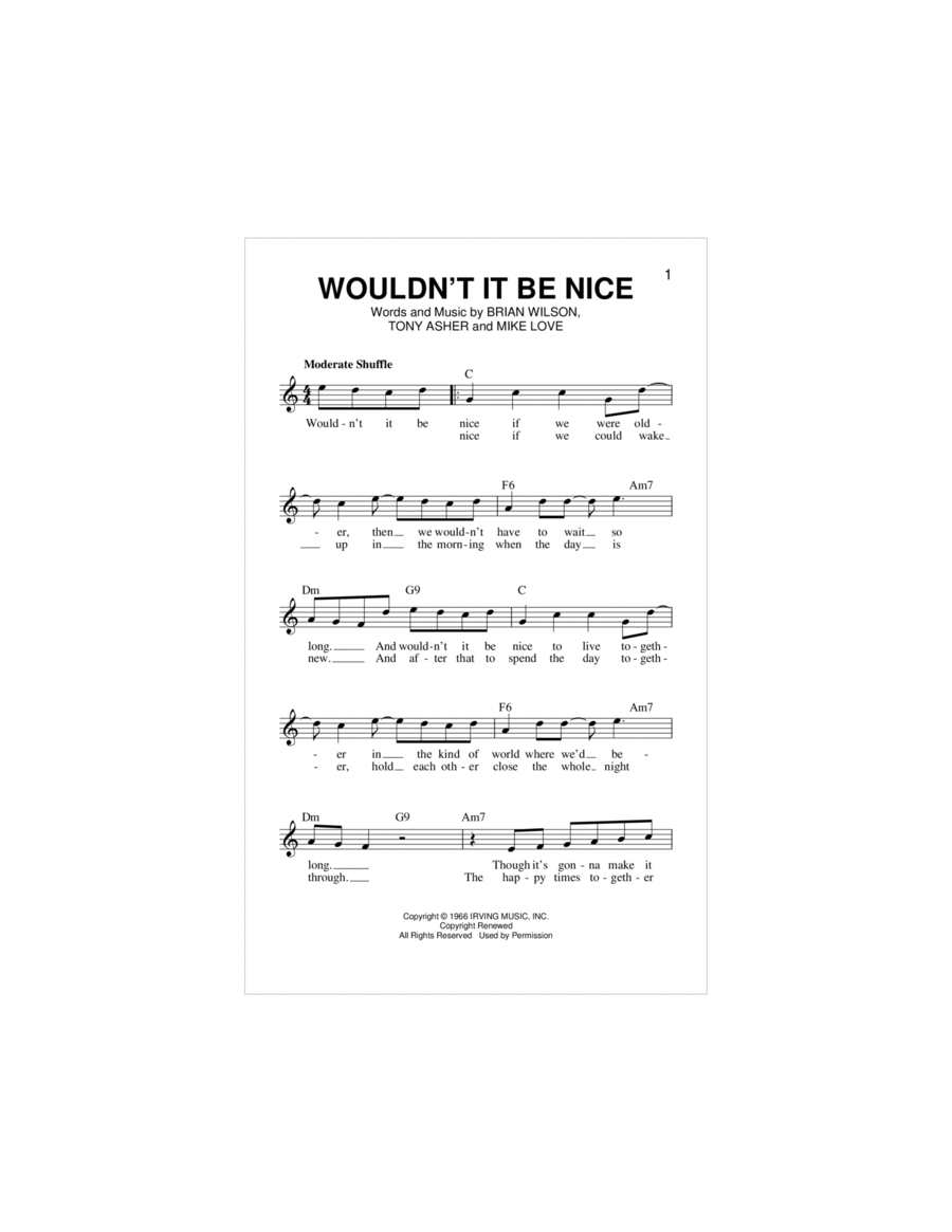 Wouldn't It Be Nice Piano scores gallery preview page 1