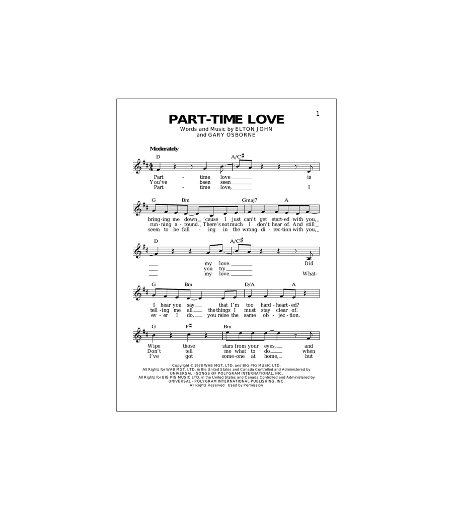 Part-Time Love Acoustic Guitar scores gallery preview page 1