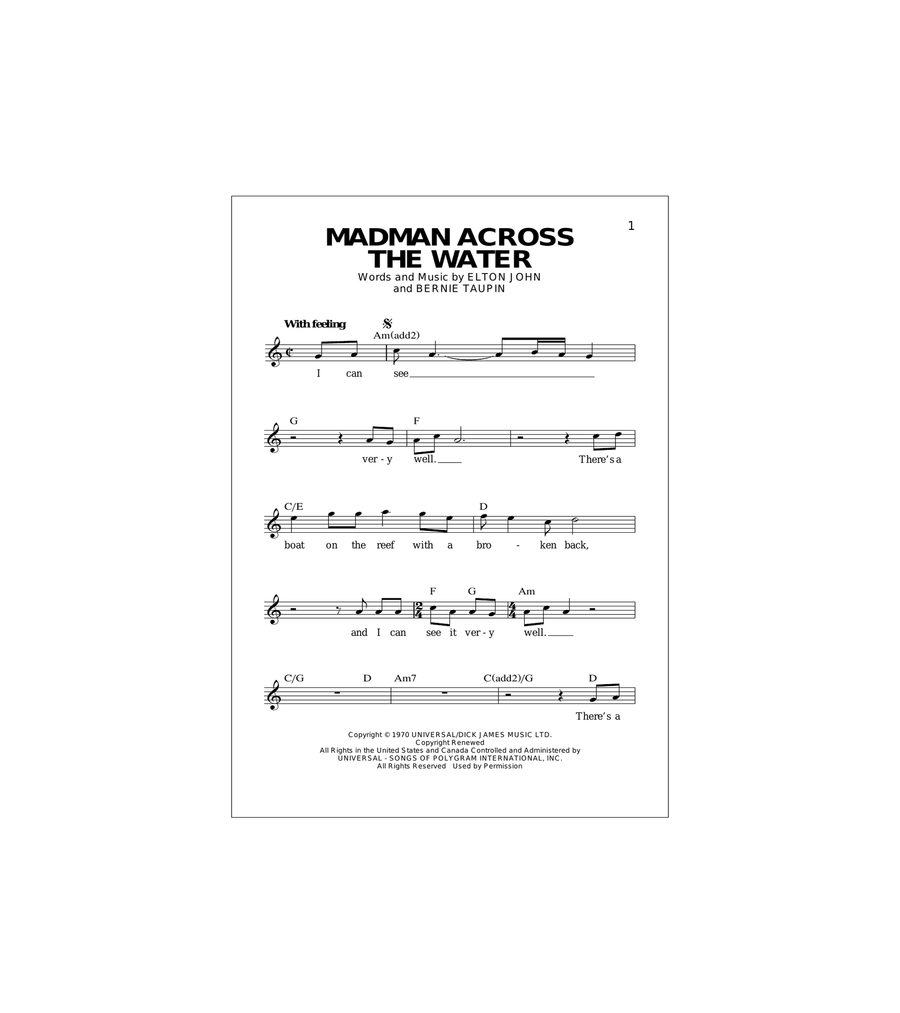 Madman Across The Water Acoustic Guitar scores gallery preview page 1