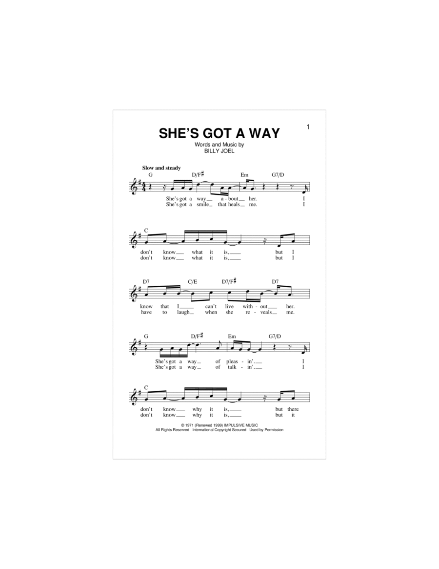 She's Got A Way Piano scores gallery preview page 1