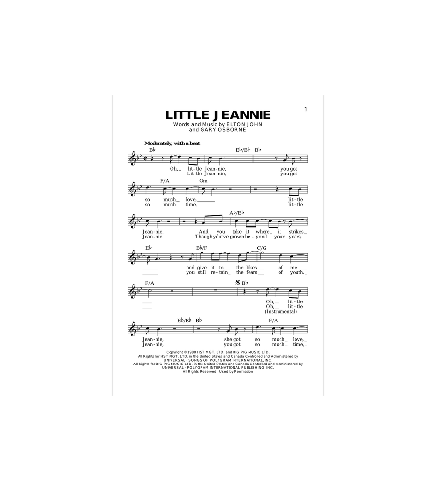 Little Jeannie Acoustic Guitar scores gallery preview page 1