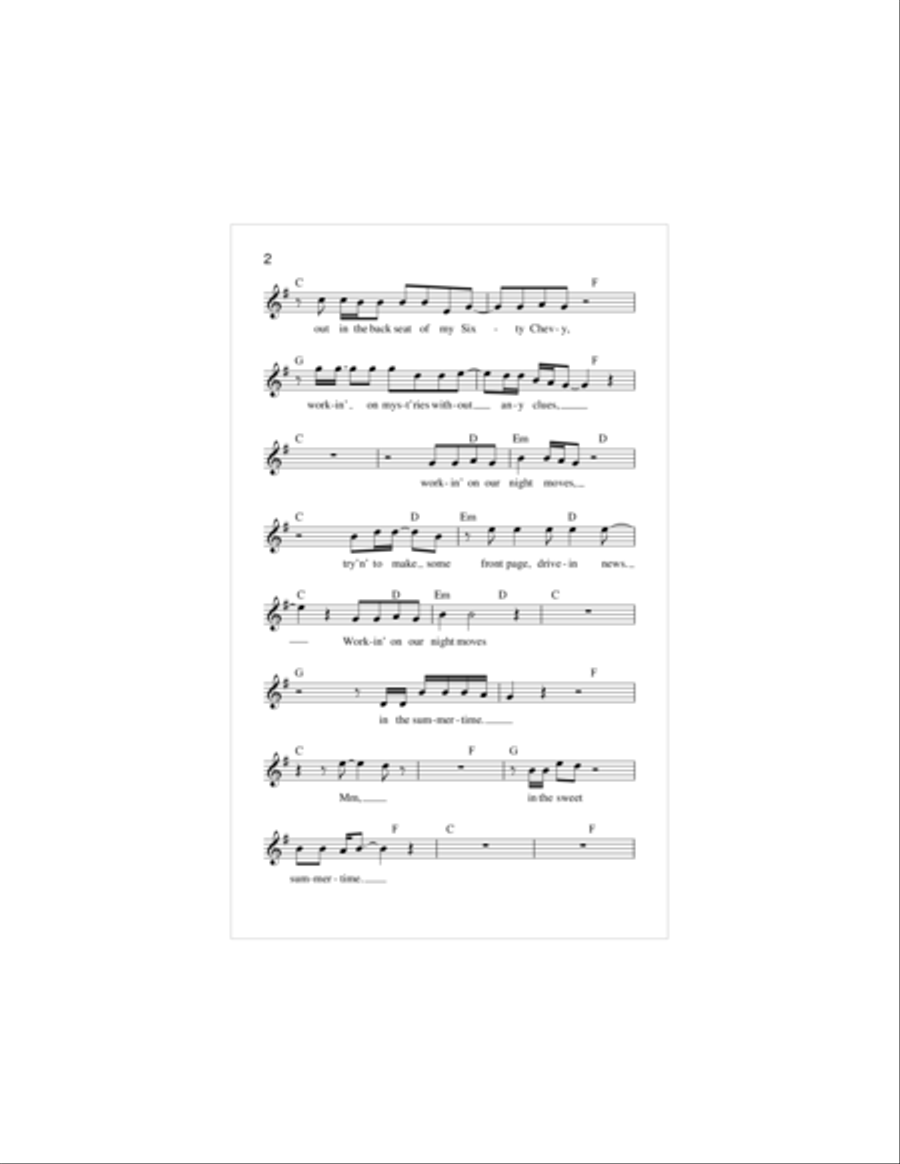 Night Moves Piano scores gallery preview page 2