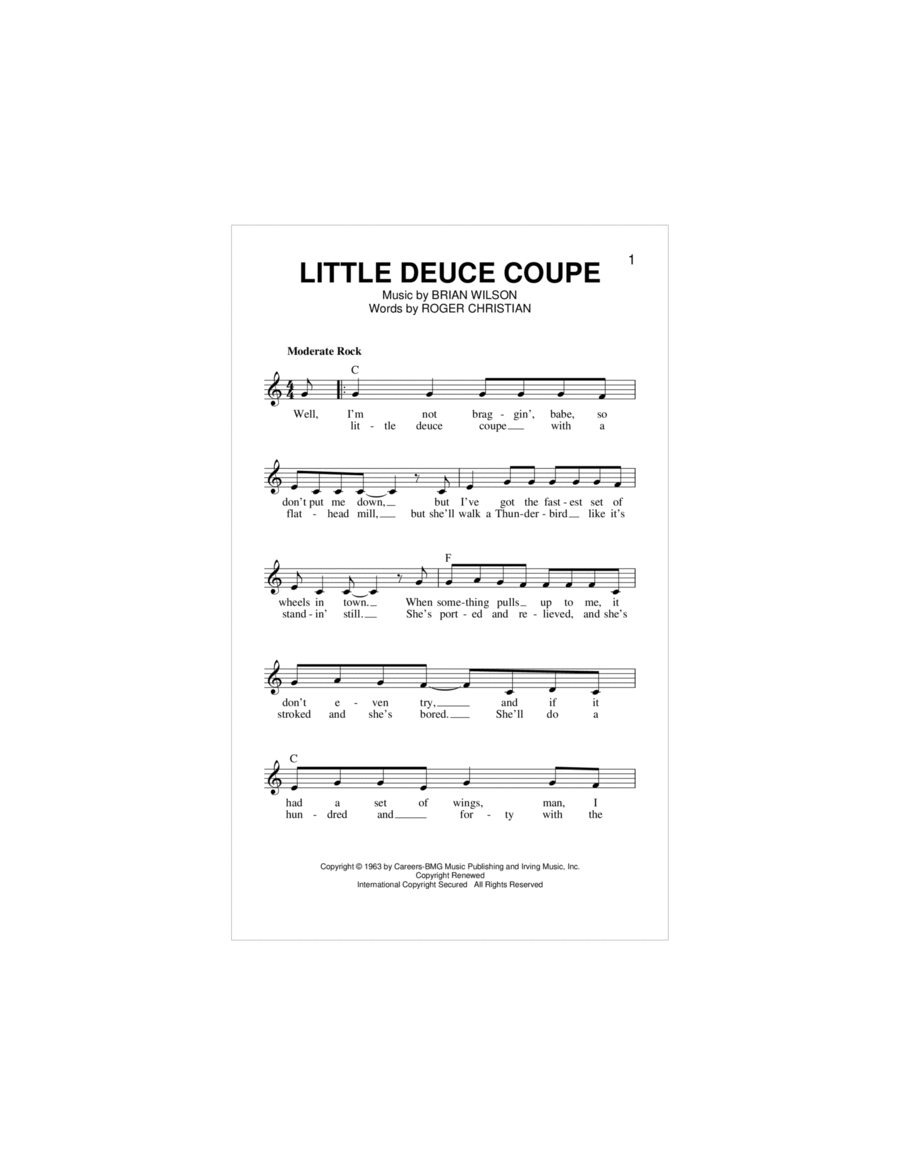 Little Deuce Coupe Piano scores gallery preview page 1