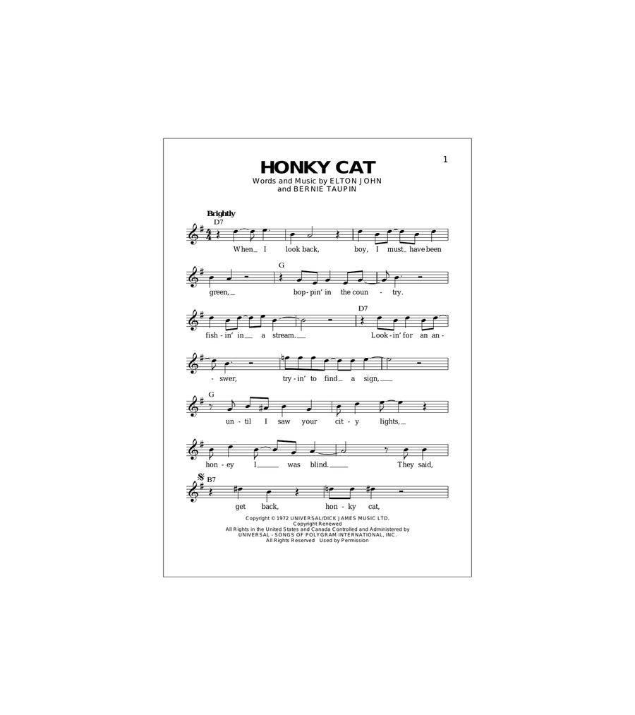 Honky Cat Acoustic Guitar scores gallery preview page 1