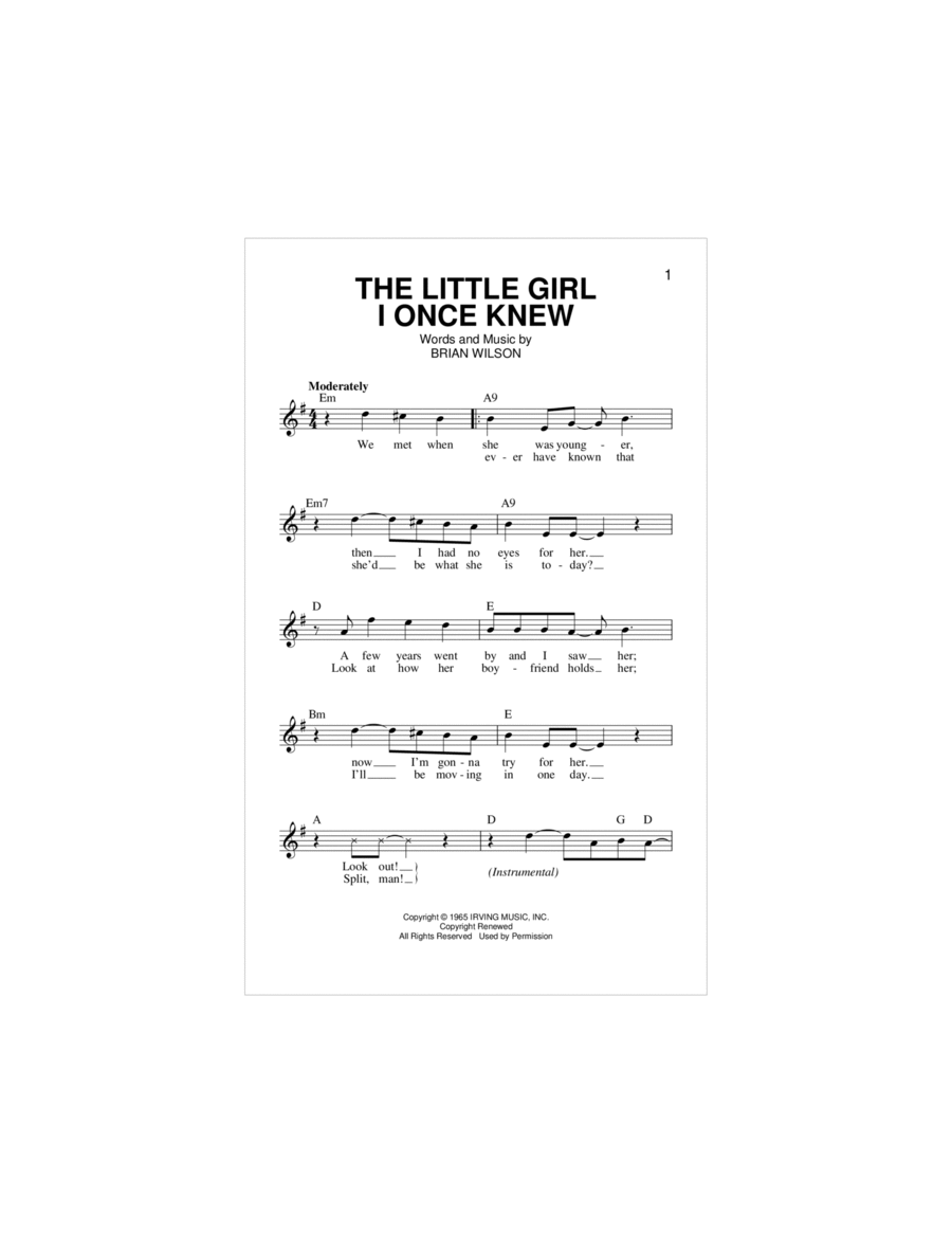 The Little Girl I Once Knew Piano scores gallery preview page 1