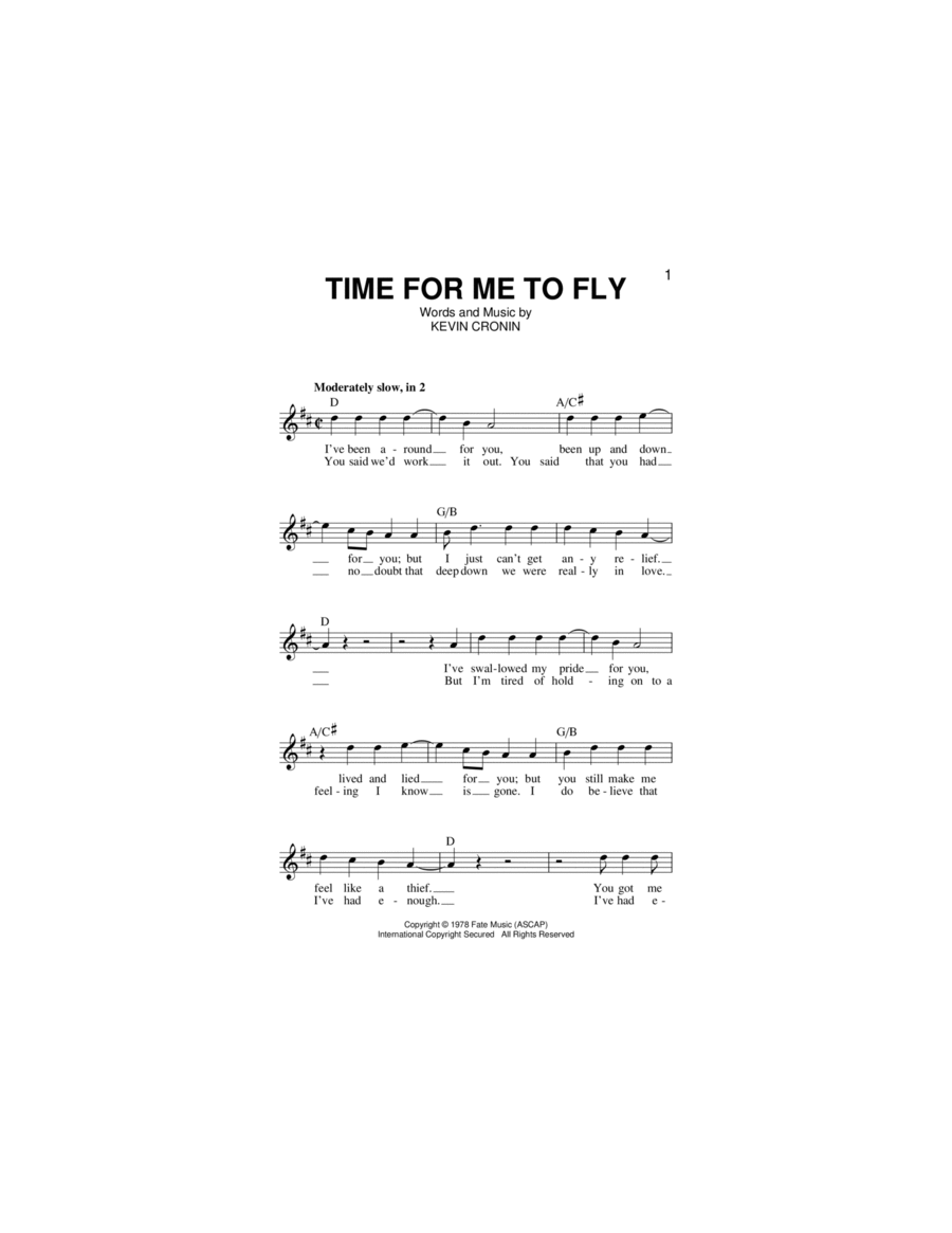 Time For Me To Fly Piano scores gallery preview page 1