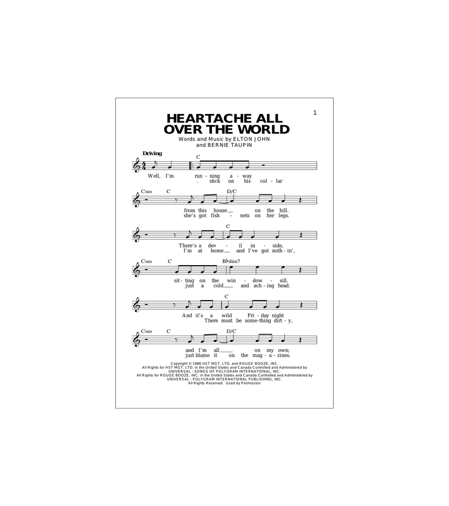 Heartache All Over The World Acoustic Guitar scores gallery preview page 1