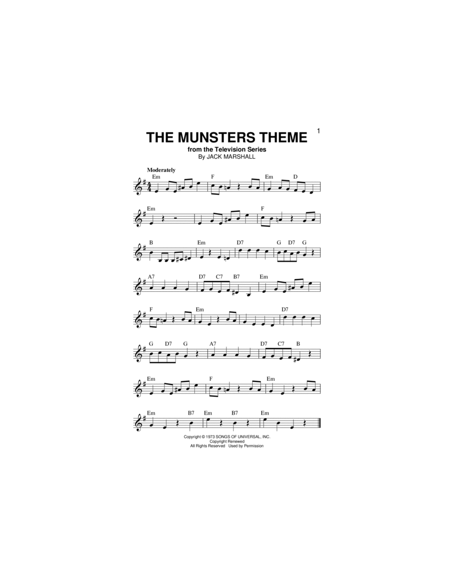 The Munsters Theme Guitar scores gallery preview page 1