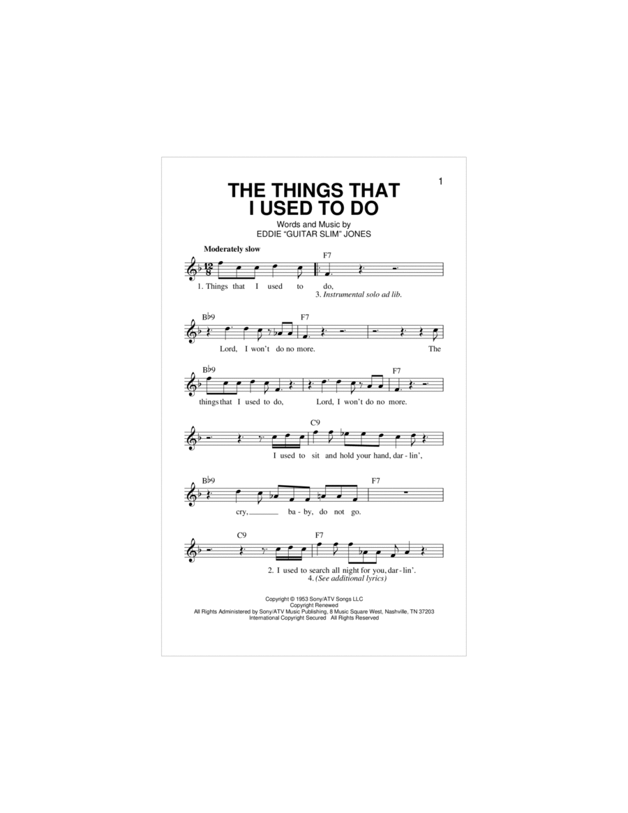 The Things That I Used To Do Electric Guitar scores gallery preview page 1