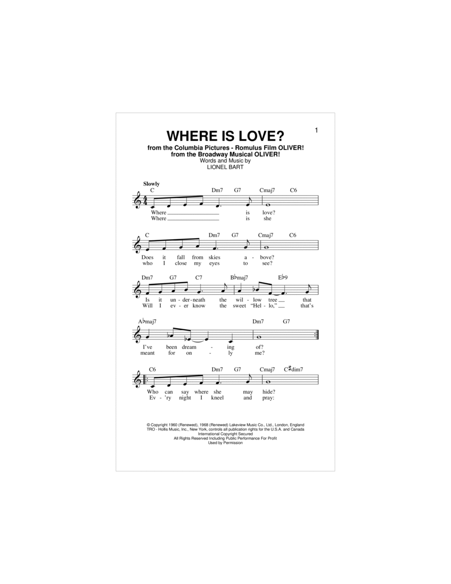 Where Is Love? Piano scores gallery preview page 1