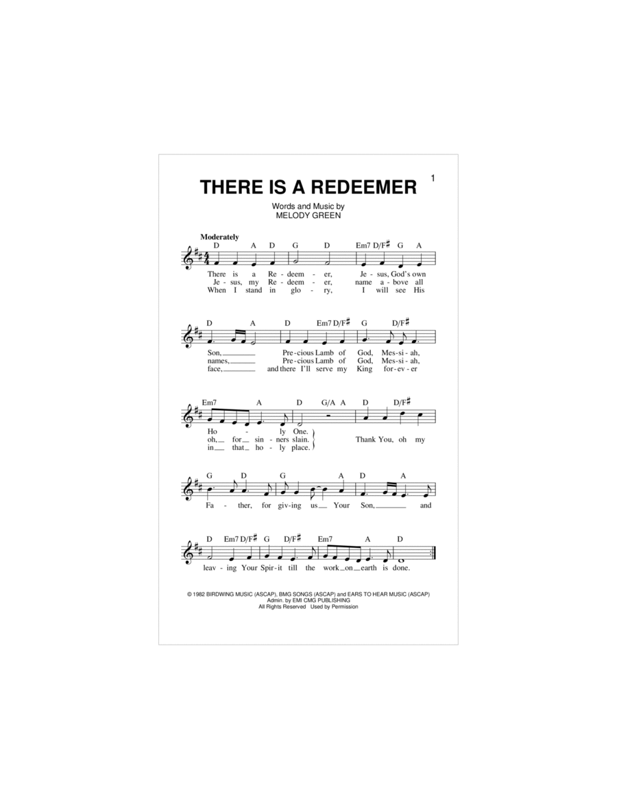 There Is A Redeemer Piano scores gallery preview page 1