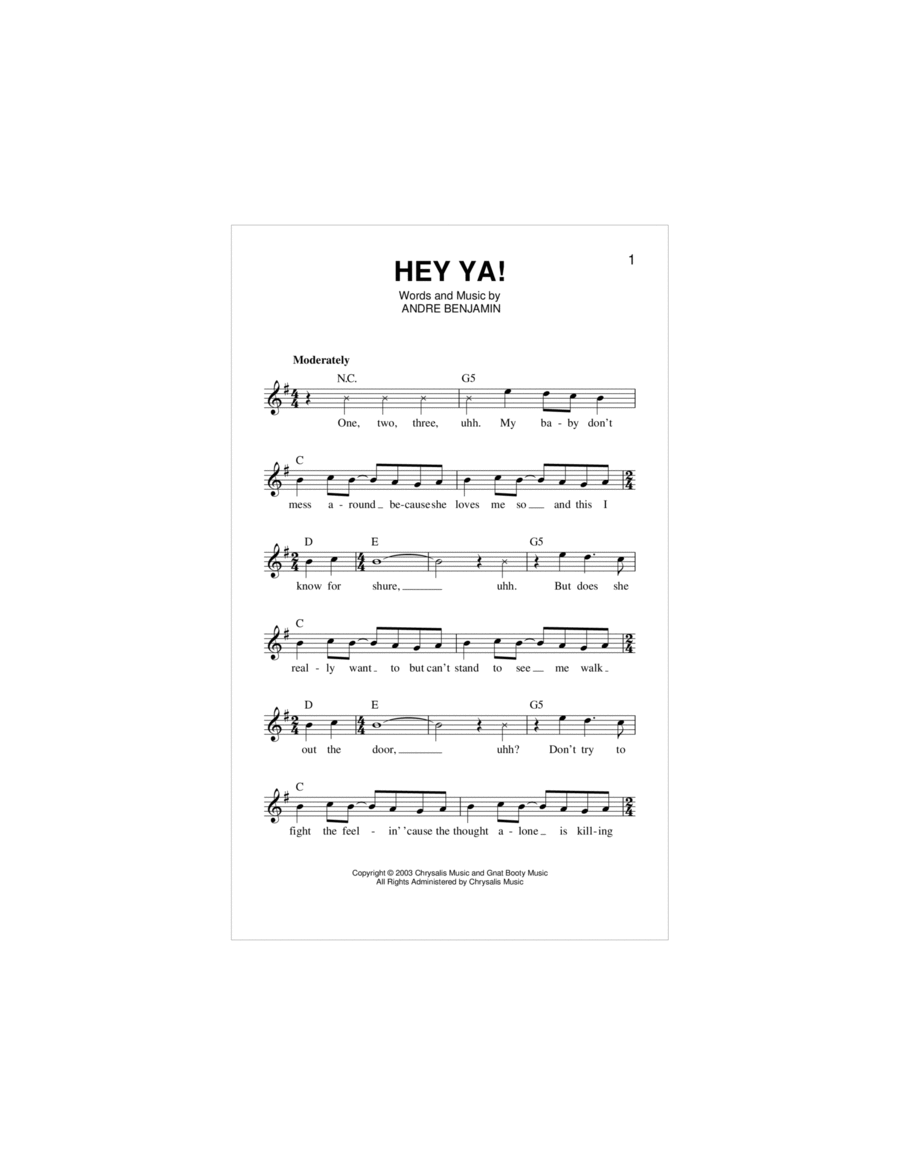 Hey Ya! Piano scores gallery preview page 1