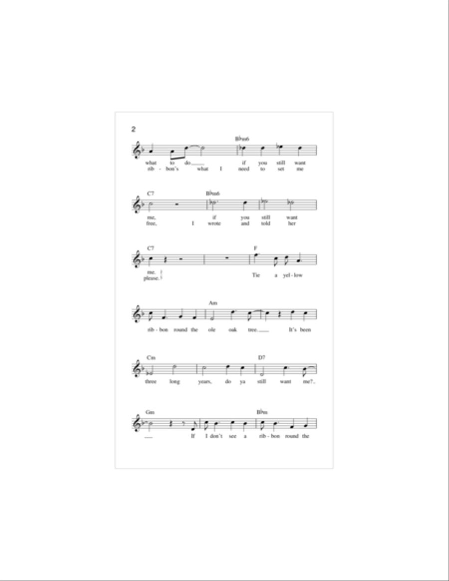 Tie A Yellow Ribbon Round The Ole Oak Tree Piano scores gallery preview page 2