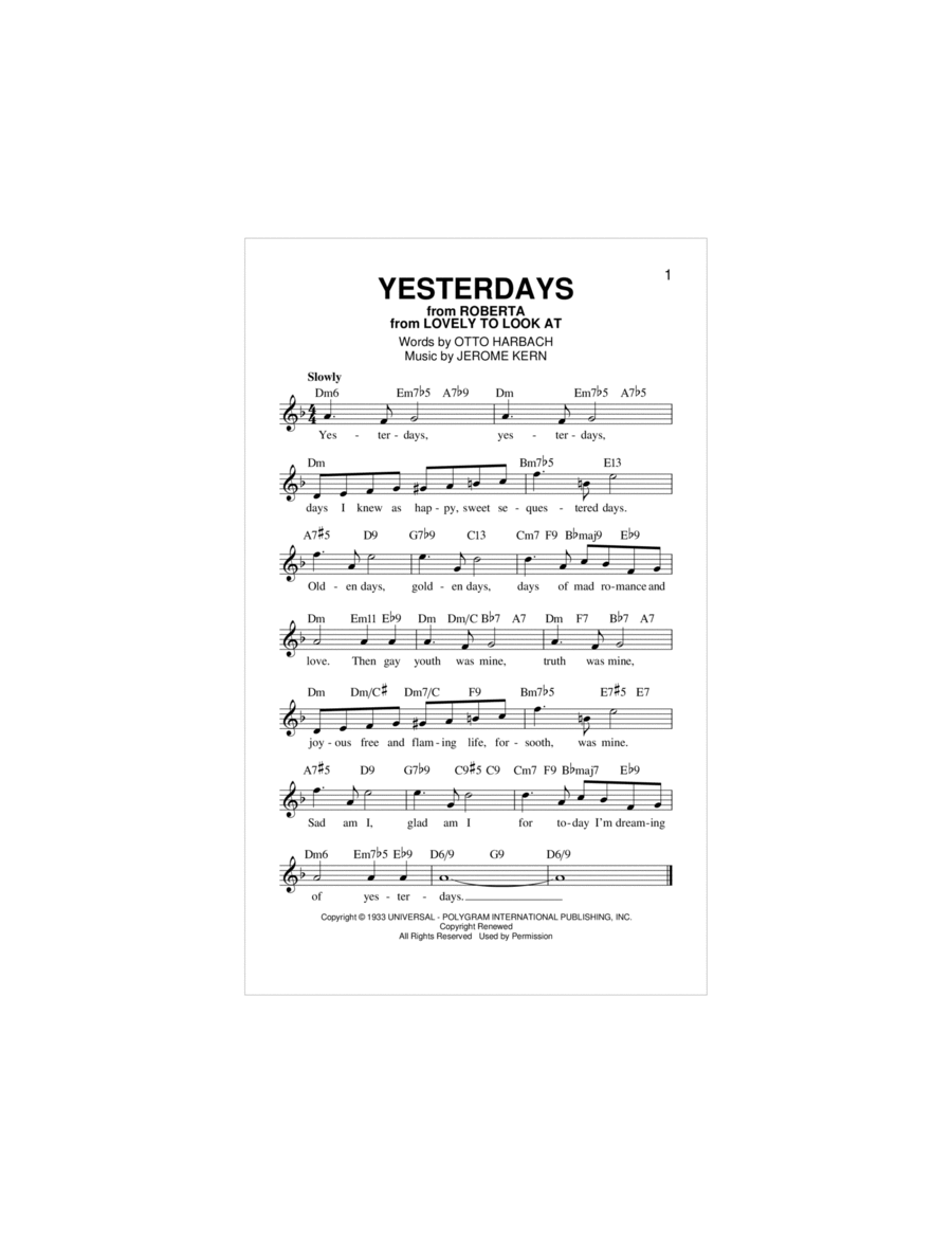 Yesterdays Piano scores gallery preview page 1
