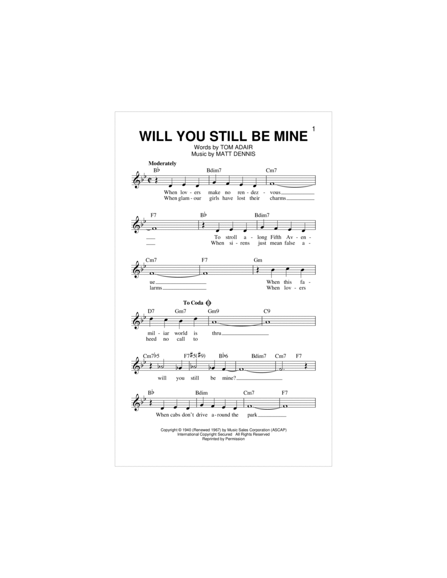Will You Still Be Mine Piano scores gallery preview page 1