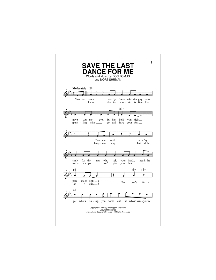 Save The Last Dance For Me Piano scores gallery preview page 1