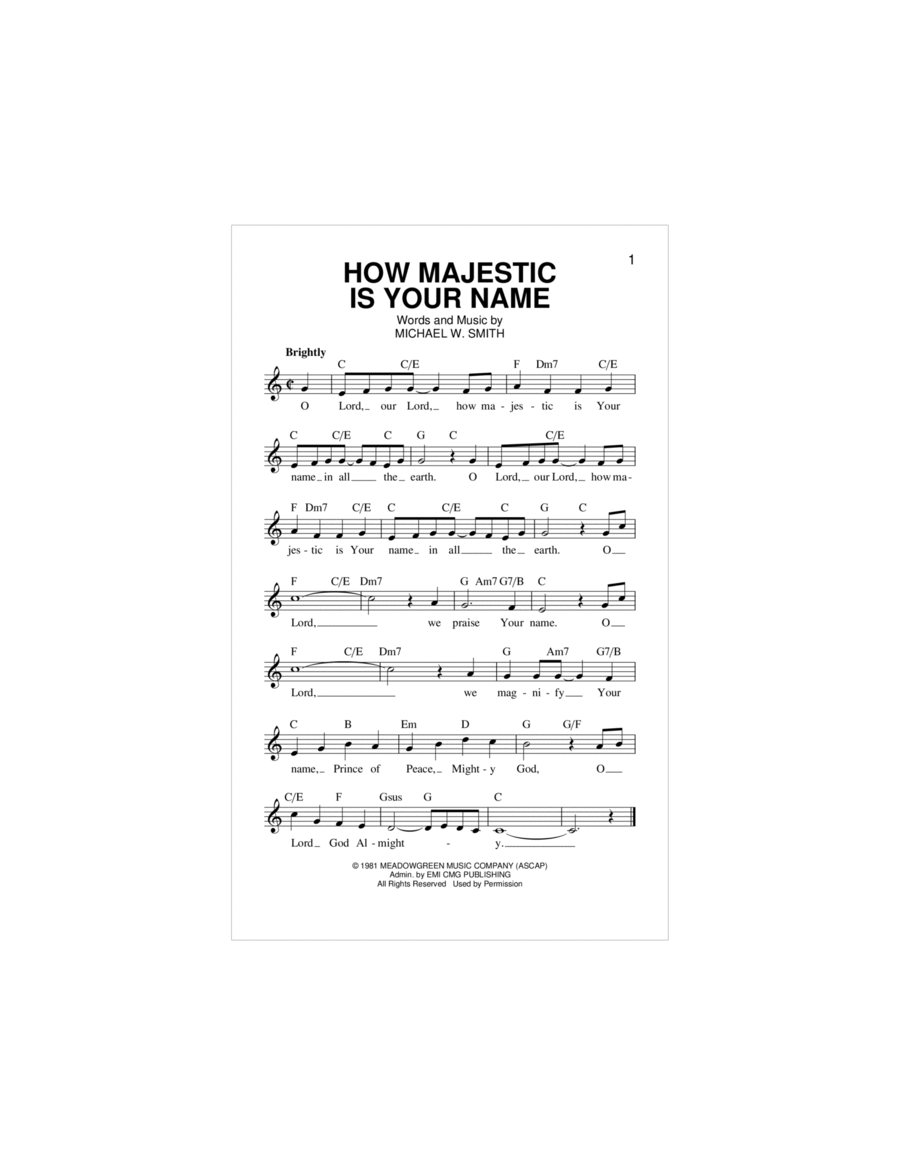 How Majestic Is Your Name Piano scores gallery preview page 1