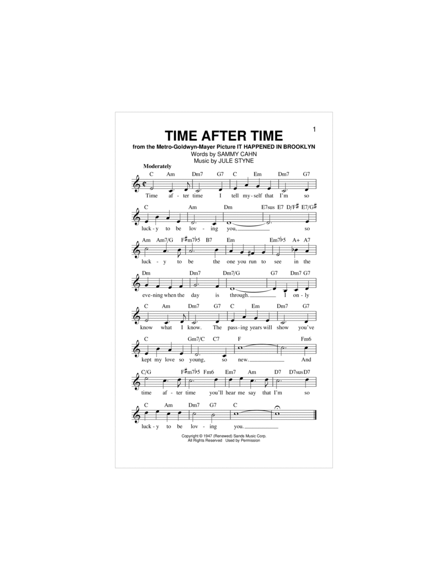 Time After Time Piano scores gallery preview page 1